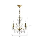 Lámpara colgante de vela tradicional, lámpara de araña de metal (3/6 cabezas) en champán con decoración de cristal